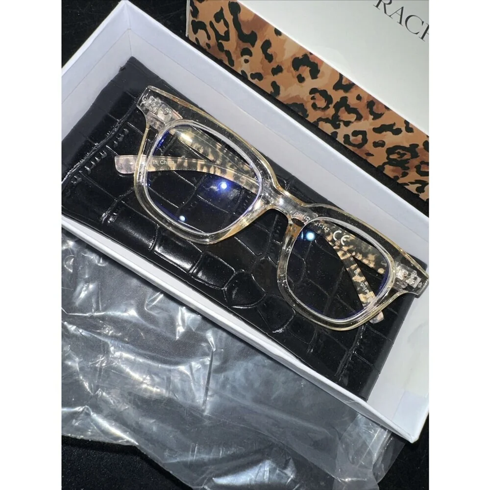 Rachel Zoe RZ Marnika Blue Light Blocker Glasses‎ Womens Beige Animal Print